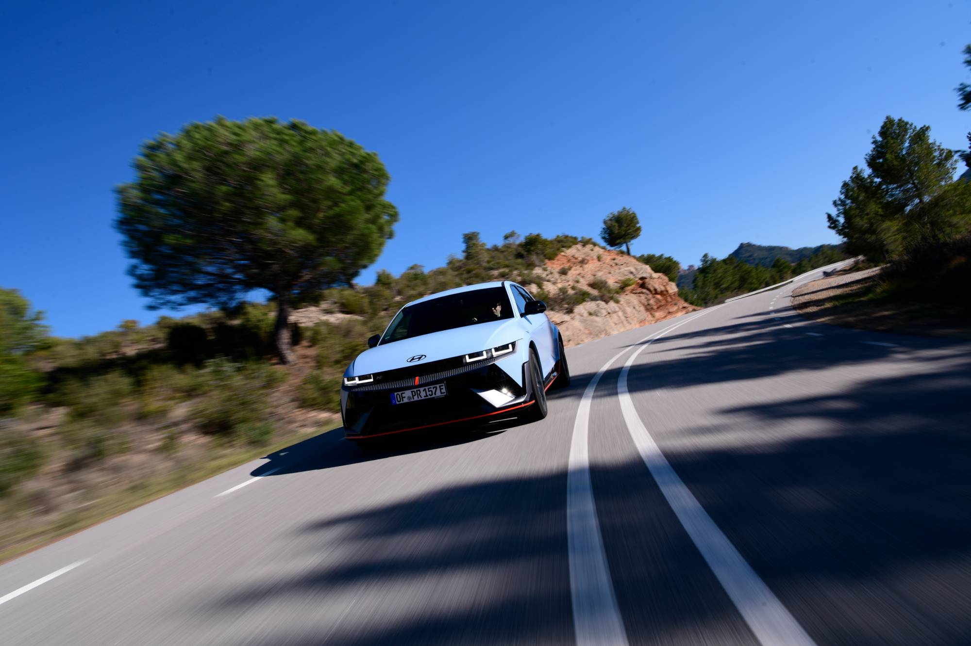 Hyundai IONIQ 5 N driving on a sunny road
